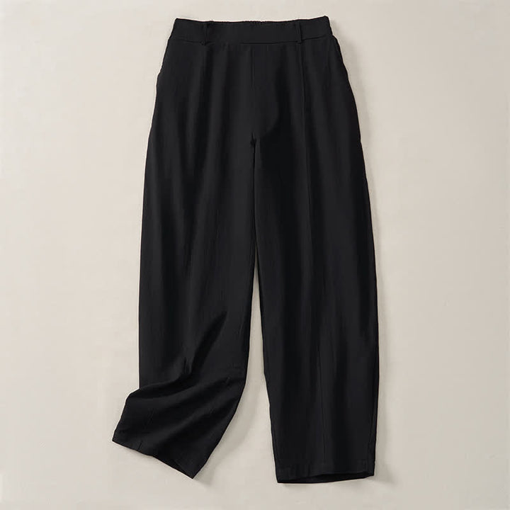 Buddha Stones Spring Summer Casual Basic Solid Ankle Pants Women's Straight Leg Pants With Pockets - image 11