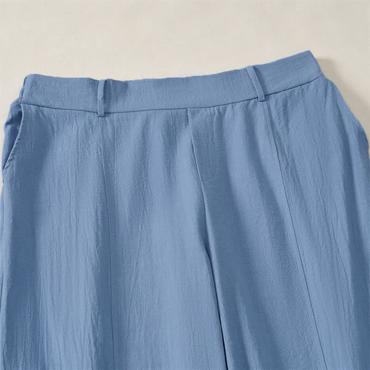 Buddha Stones Spring Summer Casual Basic Solid Ankle Pants Women's Straight Leg Pants With Pockets - image 20