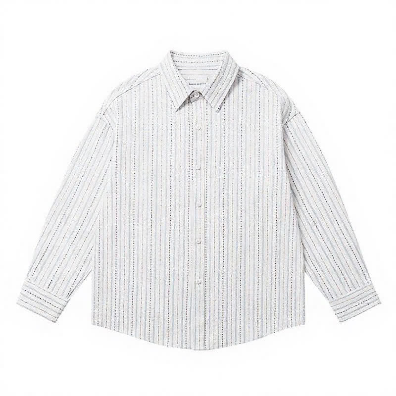 Buddha Stones Fall Casual Vintage Button-Up Striped Cotton Men's Long Sleeve Shirts With Patch Pocket - image 14