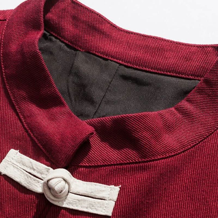 Buddha Stones Fall Winter Tang Style Vintage Mandarin Collar Frog Button Solid Women's Jackets With Pocket - image 2