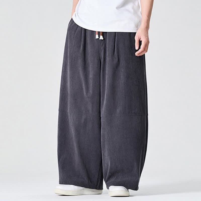 Buddha Stones Fall Winter Casual Corduroy Drawstring Solid Long Pants Men's Straight Leg Pants With Pocket - image 13