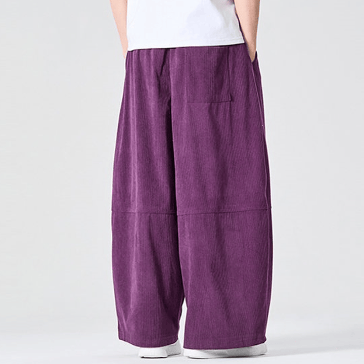 Buddha Stones Fall Winter Casual Corduroy Drawstring Solid Long Pants Men's Straight Leg Pants With Pocket - image 9