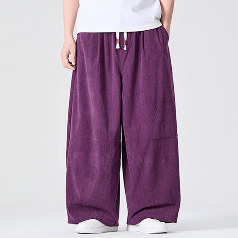 Buddha Stones Fall Winter Casual Corduroy Drawstring Solid Long Pants Men's Straight Leg Pants With Pocket - image 7