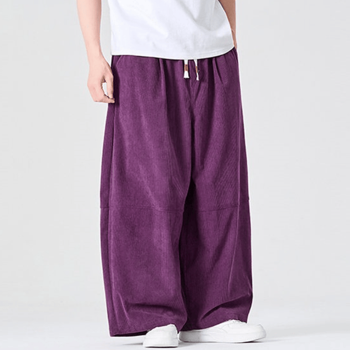 Buddha Stones Fall Winter Casual Corduroy Drawstring Solid Long Pants Men's Straight Leg Pants With Pocket - image 8