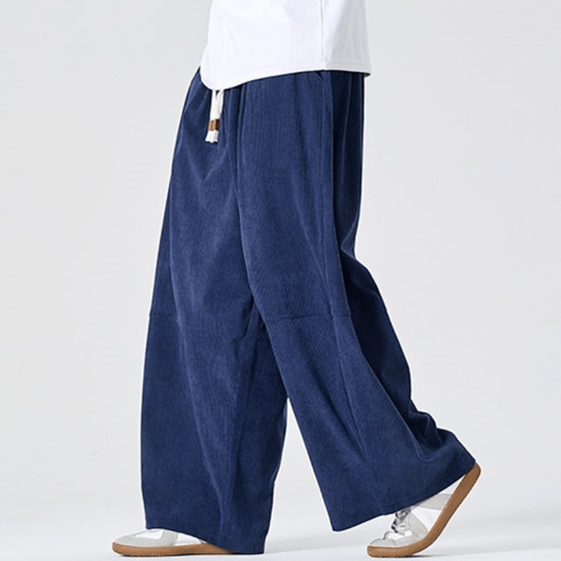 Buddha Stones Fall Winter Casual Corduroy Drawstring Solid Long Pants Men's Straight Leg Pants With Pocket - image 1