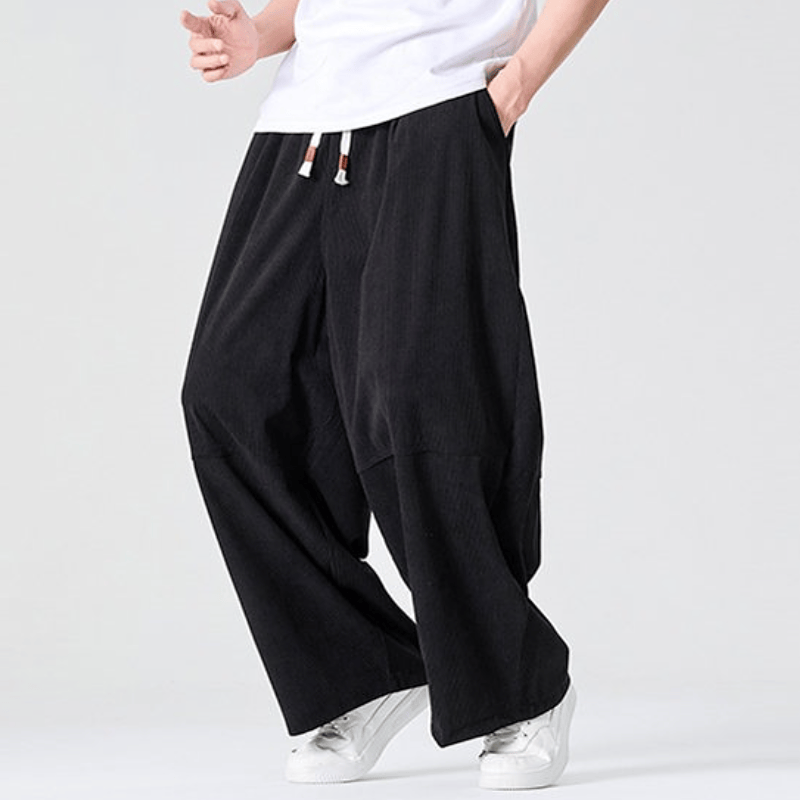 Buddha Stones Fall Winter Casual Corduroy Drawstring Solid Long Pants Men's Straight Leg Pants With Pocket - image 16