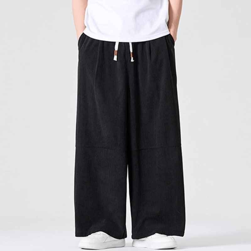 Buddha Stones Fall Winter Casual Corduroy Drawstring Solid Long Pants Men's Straight Leg Pants With Pocket - image 17