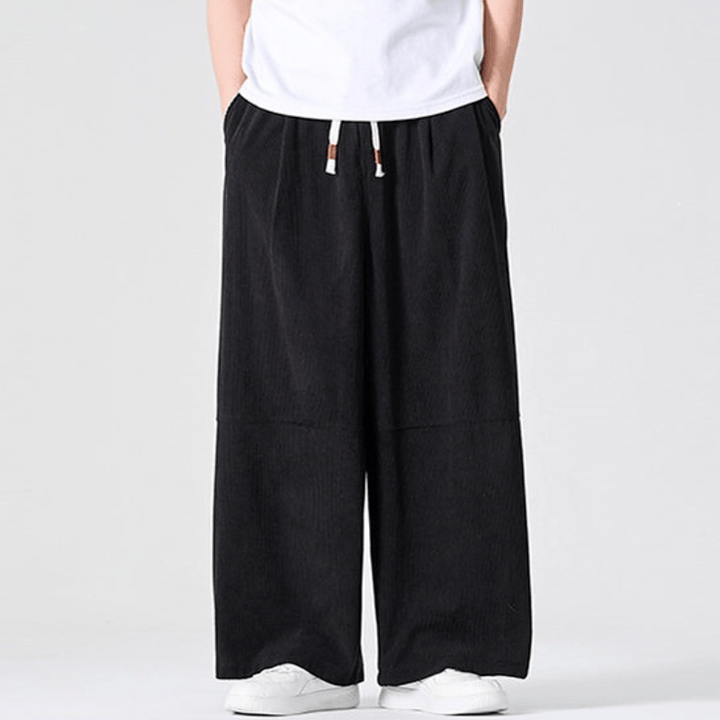 Buddha Stones Fall Winter Casual Corduroy Drawstring Solid Long Pants Men's Straight Leg Pants With Pocket - image 17
