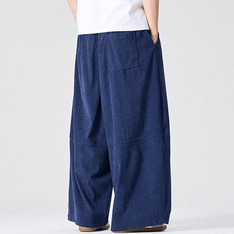 Buddha Stones Fall Winter Casual Corduroy Drawstring Solid Long Pants Men's Straight Leg Pants With Pocket - image 4
