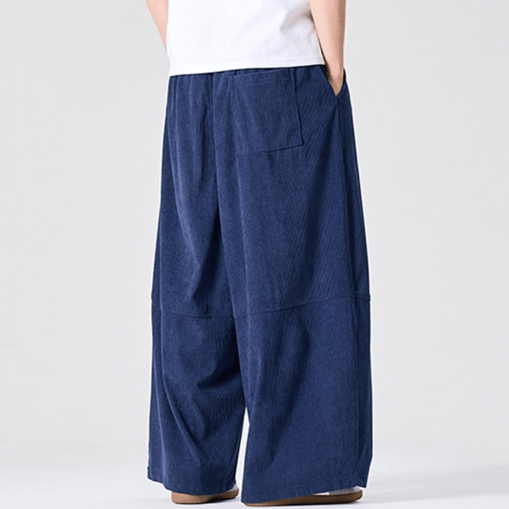 Buddha Stones Fall Winter Casual Corduroy Drawstring Solid Long Pants Men's Straight Leg Pants With Pocket - image 4
