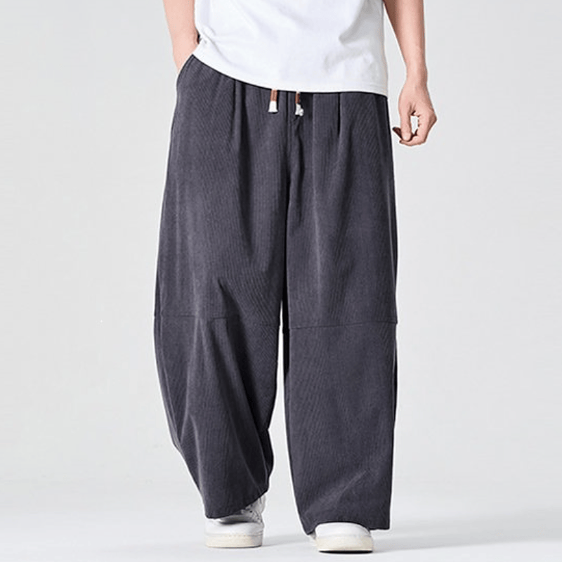 Buddha Stones Fall Winter Casual Corduroy Drawstring Solid Long Pants Men's Straight Leg Pants With Pocket - DimGray - US/UK/AU46，EU56 (5XL) - image 10