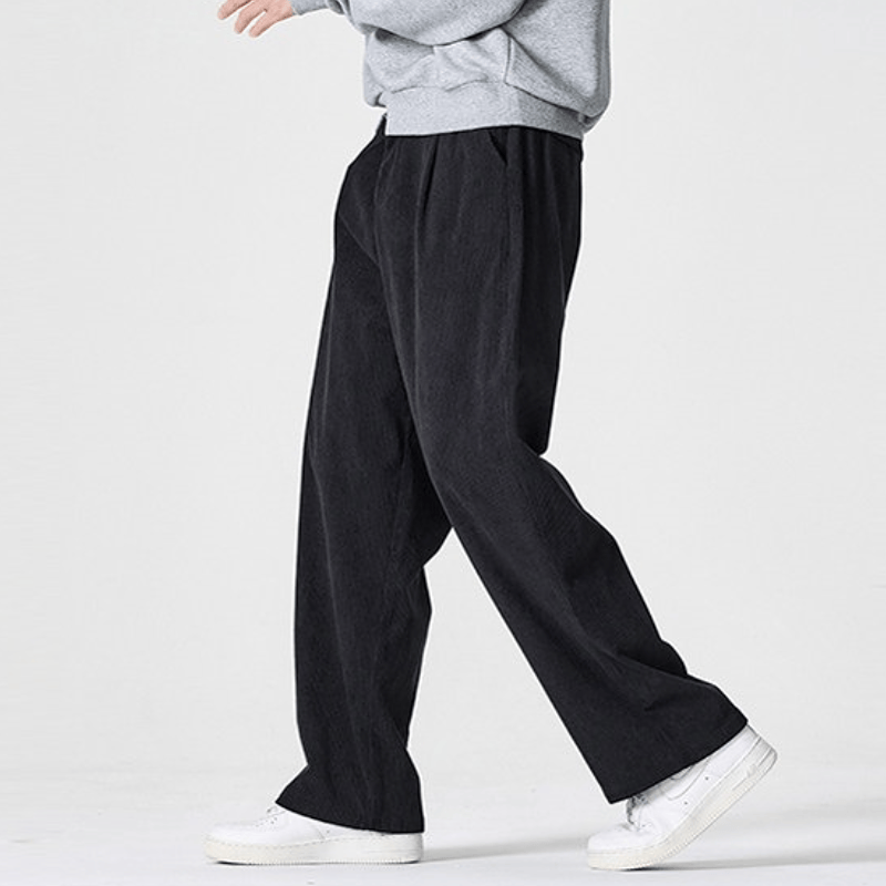 Buddha Stones Fall Winter Casual Vintage Corduroy Pleated Solid Long Pants Men's Straight Leg Pants With Pockets - image 1