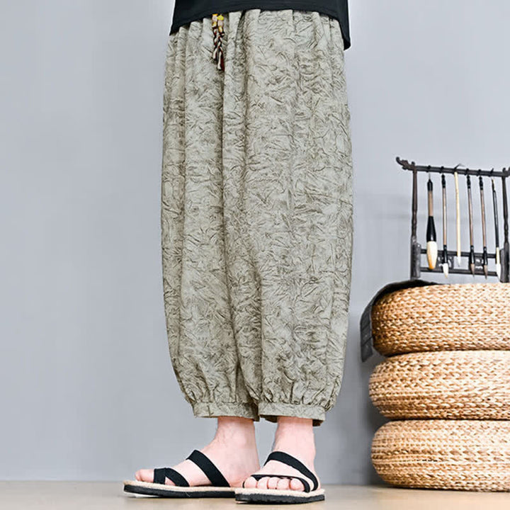 Buddha Stones Spring Summer Casual Boho Drawstring Abstract Capri Pants Men's Harem Pants With Pocket - image 4