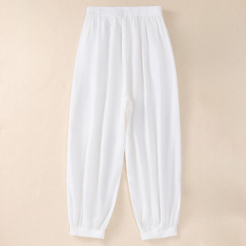 Buddha Stones Spring Summer Basic Casual Solid Cropped Pants Women's Harem Pants With Pockets - image 21