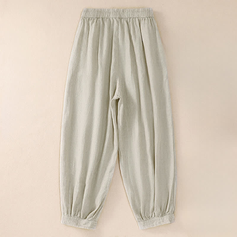 Buddha Stones Spring Summer Basic Casual Solid Cropped Pants Women's Harem Pants With Pockets - image 16