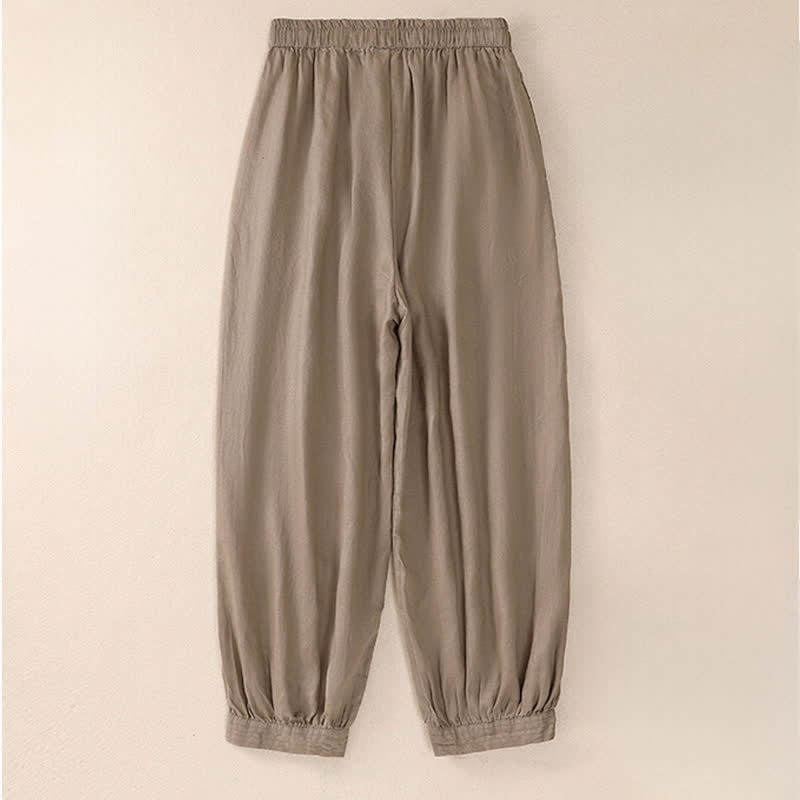 Buddha Stones Spring Summer Basic Casual Solid Cropped Pants Women's Harem Pants With Pockets - image 1