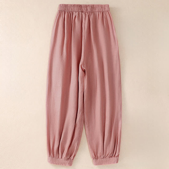 Buddha Stones Spring Summer Basic Casual Solid Cropped Pants Women's Harem Pants With Pockets - image 7