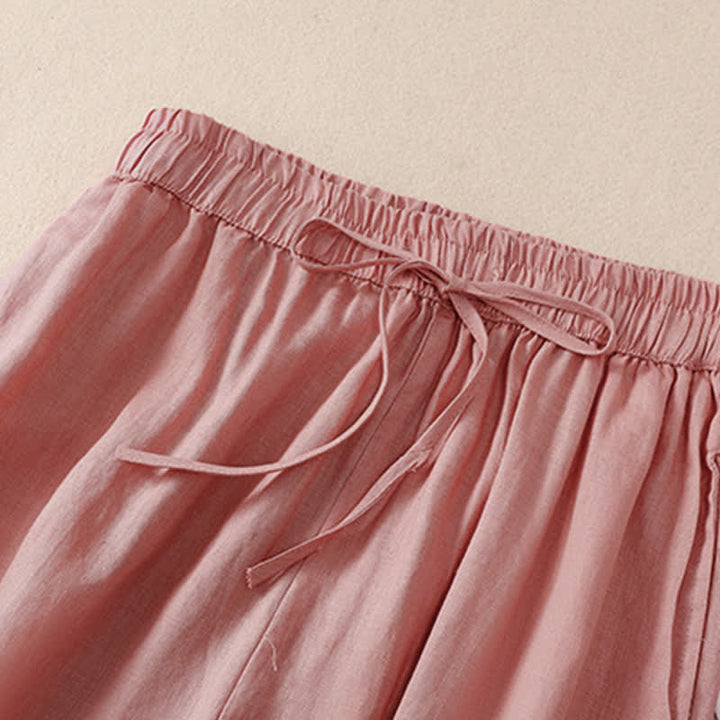 Buddha Stones Spring Summer Basic Casual Solid Cropped Pants Women's Harem Pants With Pockets - image 8