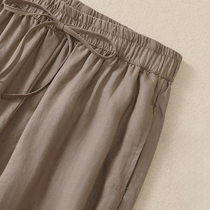 Buddha Stones Spring Summer Basic Casual Solid Cropped Pants Women's Harem Pants With Pockets - image 4