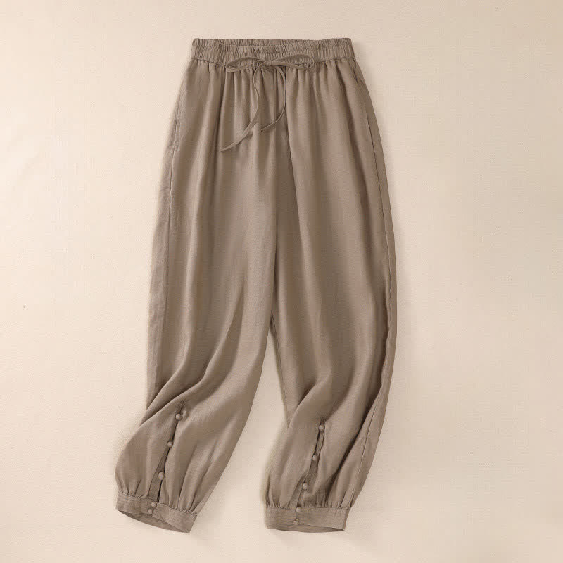 Buddha Stones Spring Summer Basic Casual Solid Cropped Pants Women's Harem Pants With Pockets - BurlyWood - US8-10, UK/AU12-14, EU40-42 (2XL) - image 0