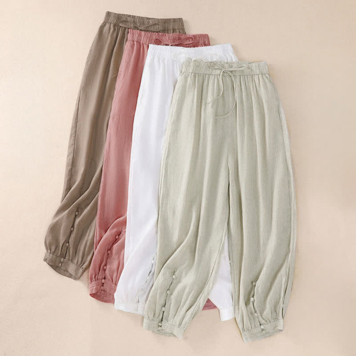 Buddha Stones Spring Summer Basic Casual Solid Cropped Pants Women's Harem Pants With Pockets - image 27