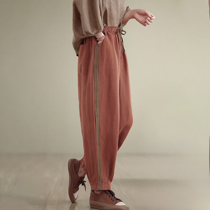 Buddha Stones Spring Summer Casual Minimalist Drawstring Solid Cropped Pants Women's Tapered Pants With Pocket - image 3