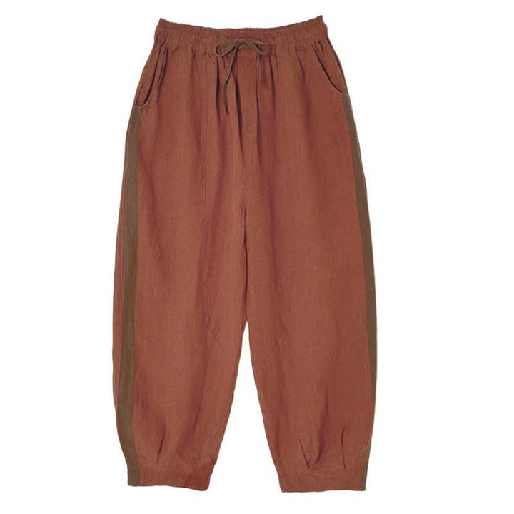 Buddha Stones Spring Summer Casual Minimalist Drawstring Solid Cropped Pants Women's Tapered Pants With Pocket - image 5