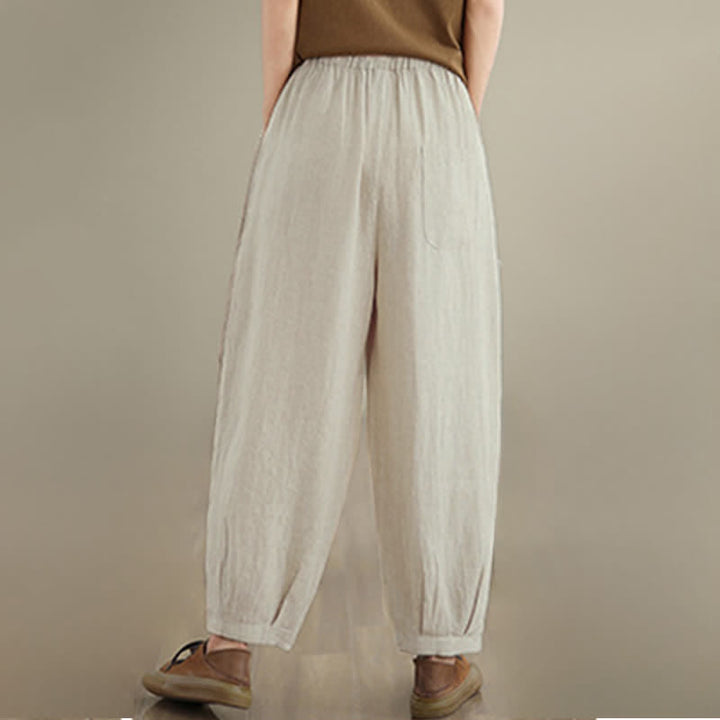 Buddha Stones Spring Summer Casual Minimalist Drawstring Solid Cropped Pants Women's Tapered Pants With Pocket - image 25