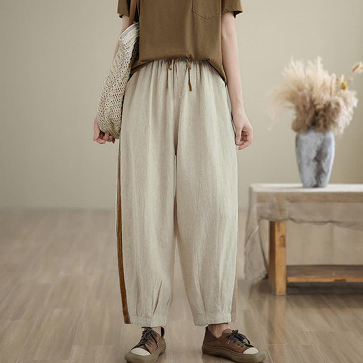 Buddha Stones Spring Summer Casual Minimalist Drawstring Solid Cropped Pants Women's Tapered Pants With Pocket - image 23