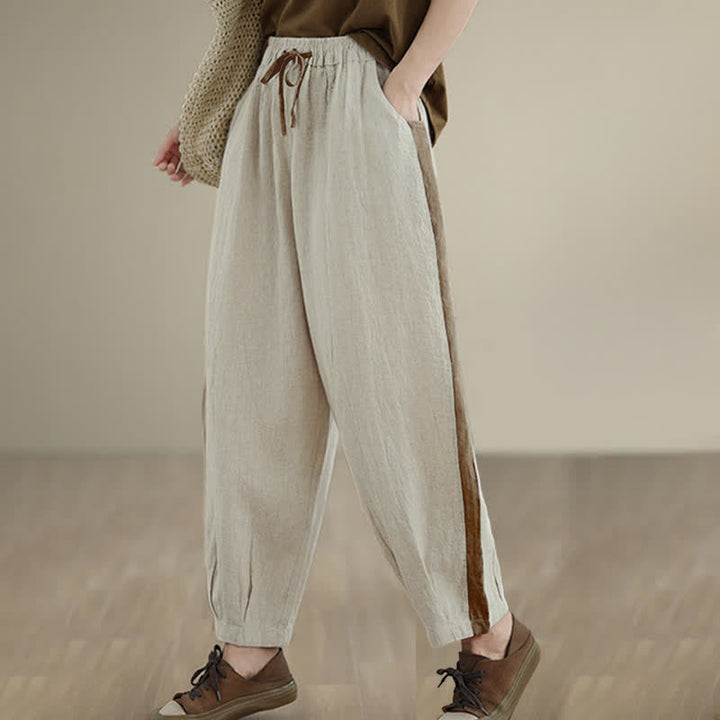 Buddha Stones Spring Summer Casual Minimalist Drawstring Solid Cropped Pants Women's Tapered Pants With Pocket - image 24
