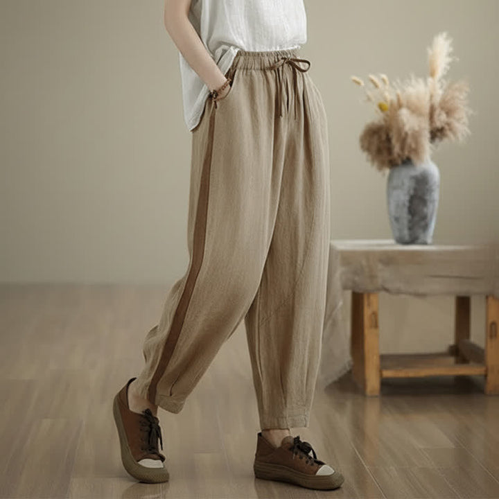 Buddha Stones Spring Summer Casual Minimalist Drawstring Solid Cropped Pants Women's Tapered Pants With Pocket - image 14