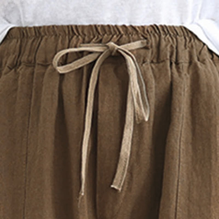 Buddha Stones Spring Summer Casual Minimalist Drawstring Solid Cropped Pants Women's Tapered Pants With Pocket - image 21