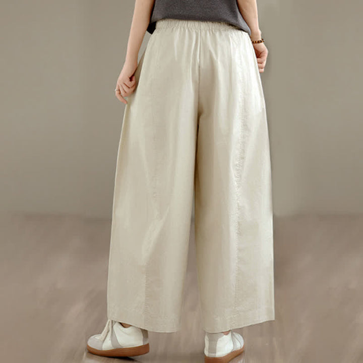 Buddha Stones Spring Summer Simple Plain Solid Cropped Pants Women's Wide Leg Pants With Pockets - image 11