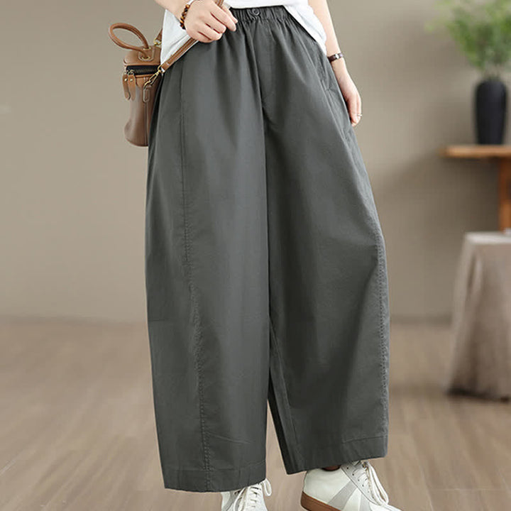 Buddha Stones Spring Summer Simple Plain Solid Cropped Pants Women's Wide Leg Pants With Pockets - image 2
