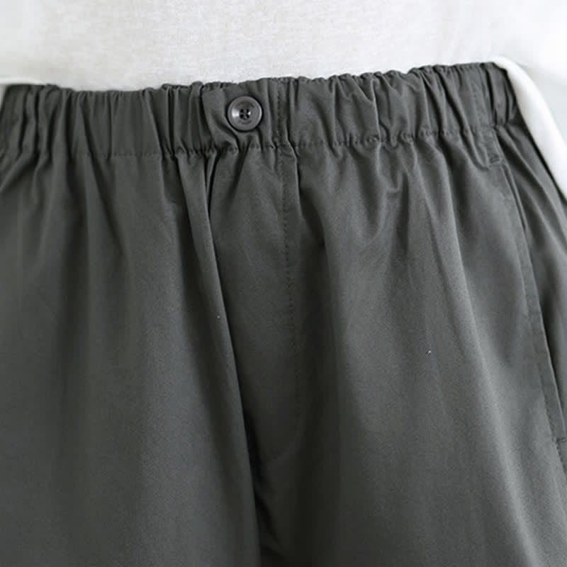 Buddha Stones Spring Summer Simple Plain Solid Cropped Pants Women's Wide Leg Pants With Pockets - image 4