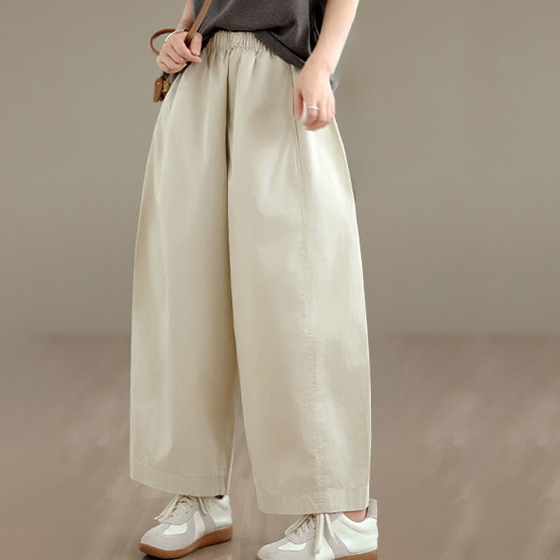 Buddha Stones Spring Summer Simple Plain Solid Cropped Pants Women's Wide Leg Pants With Pockets - image 10