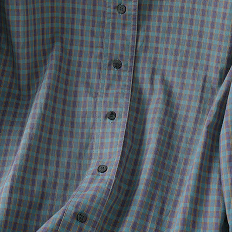 Buddha Stones Spring Fall Minimalist Button-Up Plaid Women's Long Sleeve Shirts - image 14