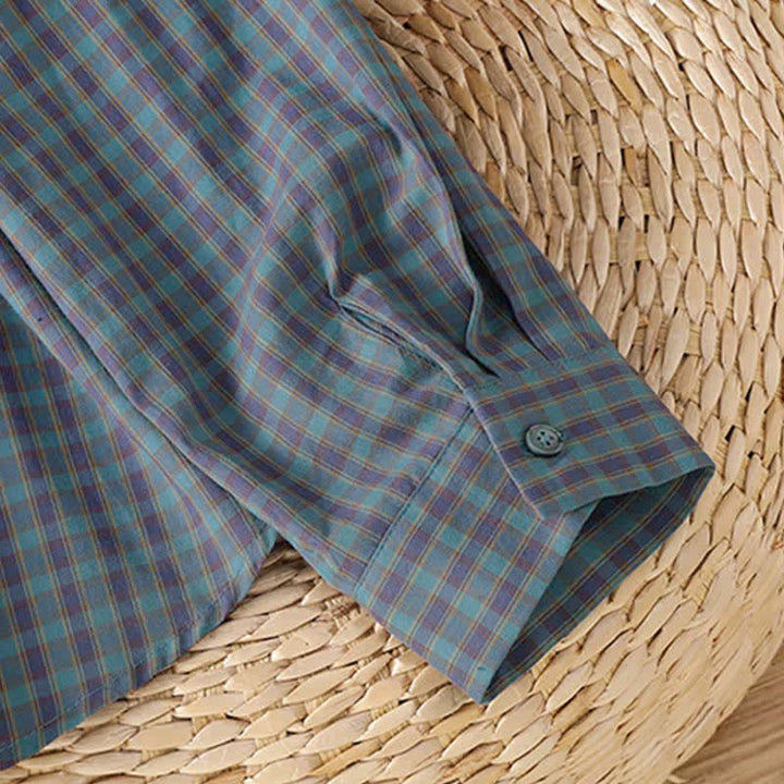 Buddha Stones Spring Fall Minimalist Button-Up Plaid Women's Long Sleeve Shirts - image 17