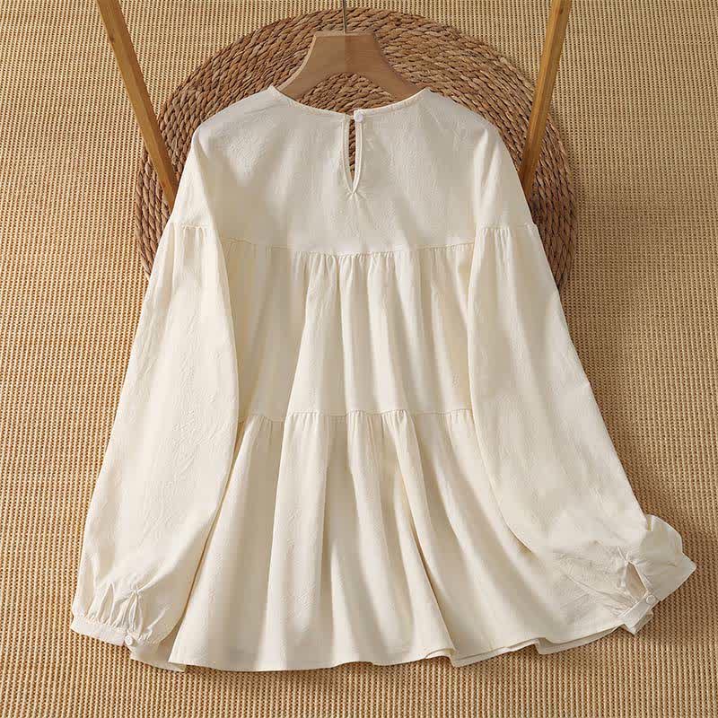 Buddha Stones Spring Fall Casual Simple Solid Women's Long Sleeve T-Shirt - image 1