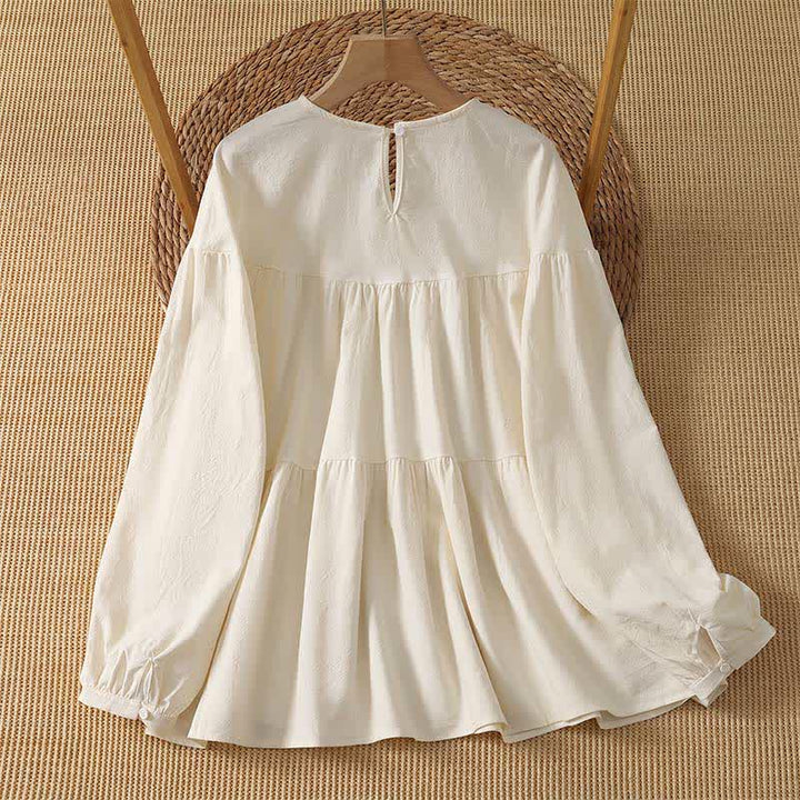 Buddha Stones Spring Fall Casual Simple Solid Women's Long Sleeve T-Shirt - image 1