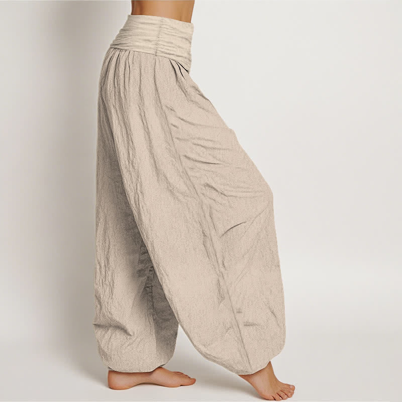 Buddha Stones Pure Cotton Sacred Moon Om Pattern Women's Elastic Waist Harem Pants - image 12