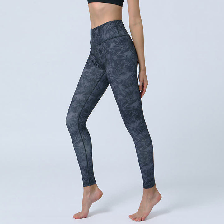Buddha Stones Flowers Leaves Print Sports Fitness Yoga High Waist Leggings Women's Yoga Pants - Black Flowers - US8-10，UK/AU12-14，EU40-42 (XL) - image 5