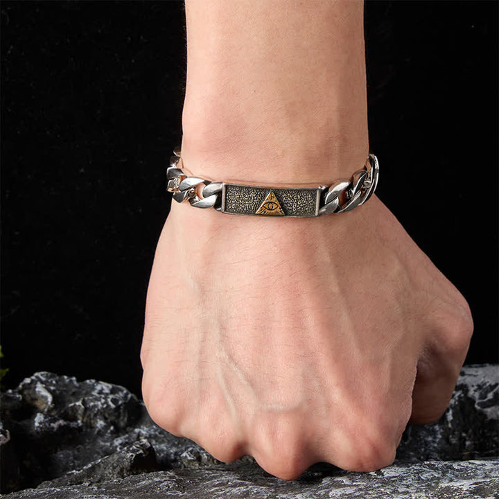 Buddha Stones Egyptian Inspired Copper Eye of Horus Engraved Chain Bracelet - image 5