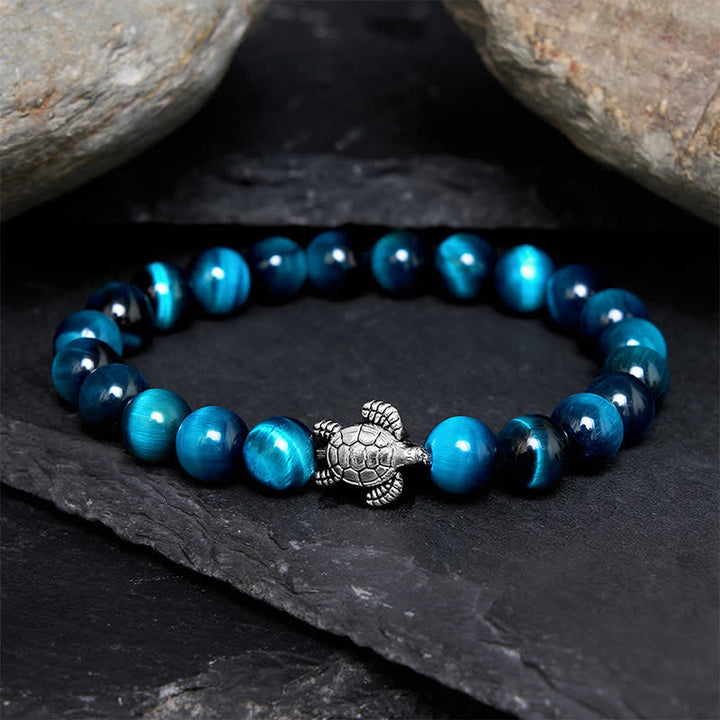 Buddha Stones Blue Tiger Eye Copper Turtle Powerful Bracelet - 8mm Blue Tiger Eye(Wrist Circumference: 5.9–6.3 in/15–16 cm) - image 9