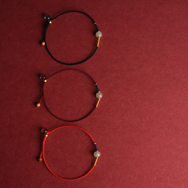 Buddha Stones Adjustable Jade Round Bead Red String Harmony Bracelet Anklet - image 12