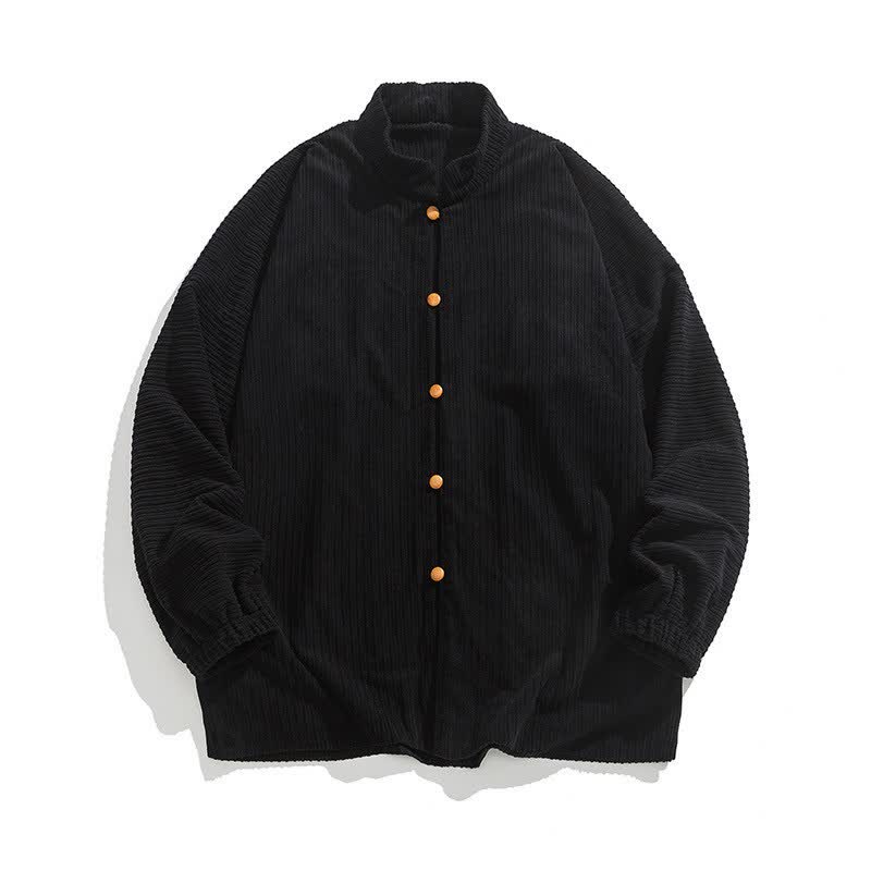 Buddha Stones Fall Winter Casual Tang Style Mandarin Collar Button-Up Solid Men's Jackets - image 12