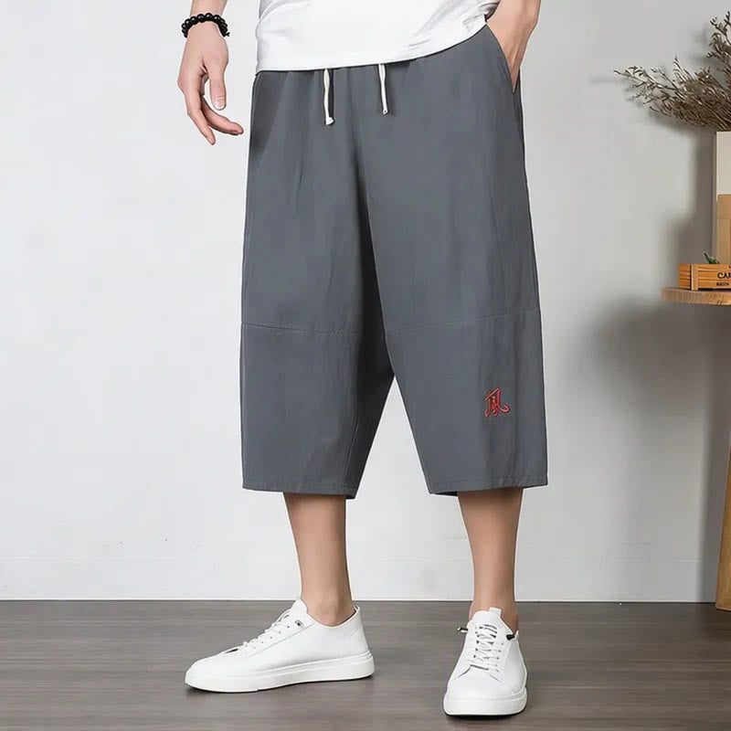 Buddha Stones Plain Drawstring Capri Length Men's Cotton Linen Harem Pants With Pockets - LightSlateGray - US/UK/AU54，EU64 (9XL) - image 0