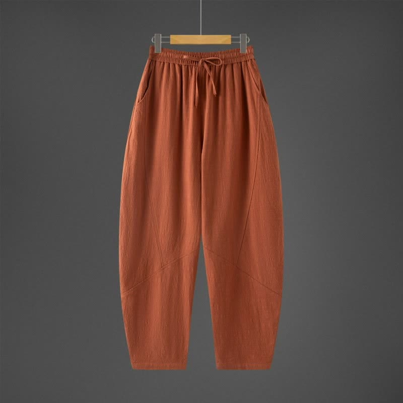 Buddha Stones Spring Fall Casual Minimalist Drawstring Solid Long Pants Men's Harem Pants With Pockets - Peru - US/UK/AU46，EU56 (5XL) - image 9