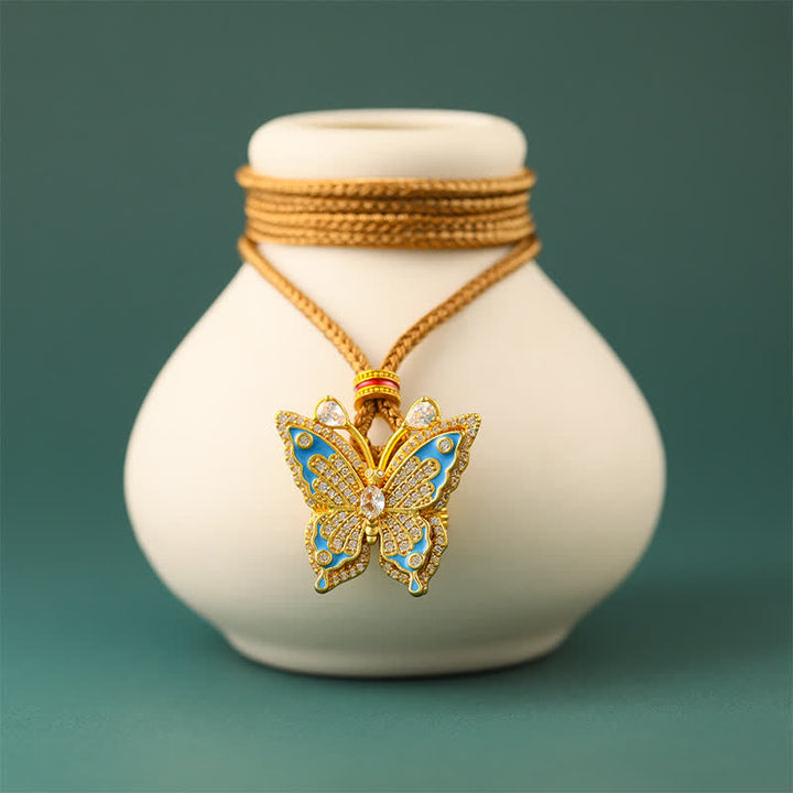 Buddha Stones Gold Plated Brass Butterfly Transformation Pendant Necklace - image 3