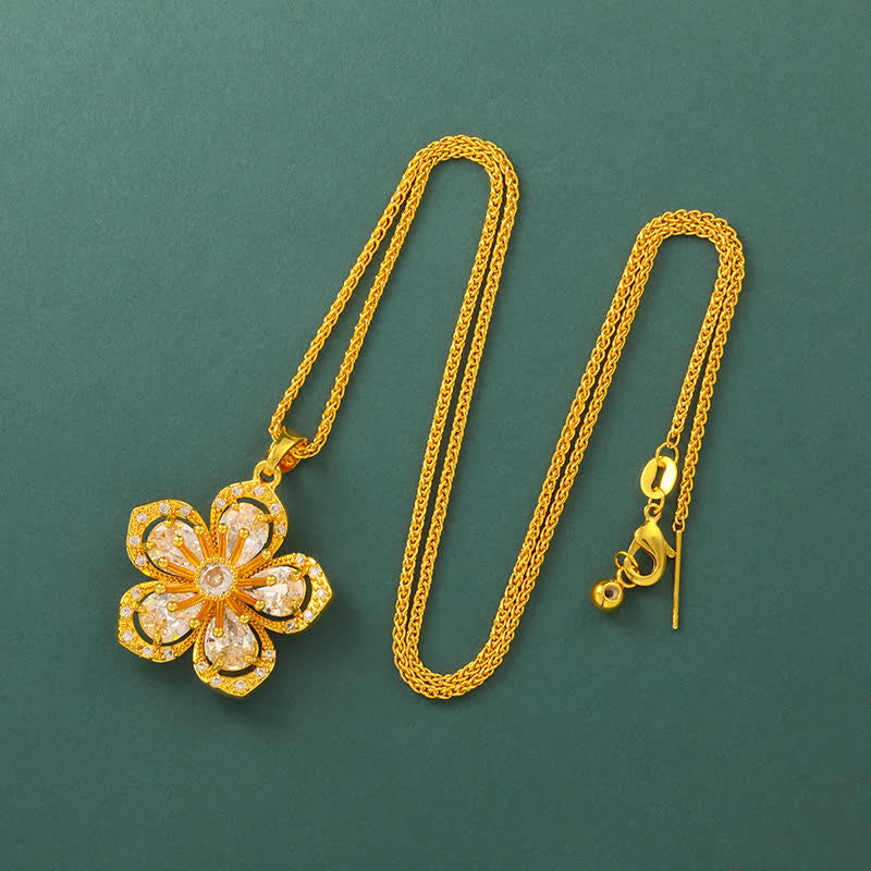 Buddha Stones Gold Plated Brass Plum Blossom Harmonic Connection Pendant Necklace - Box Chain - image 9